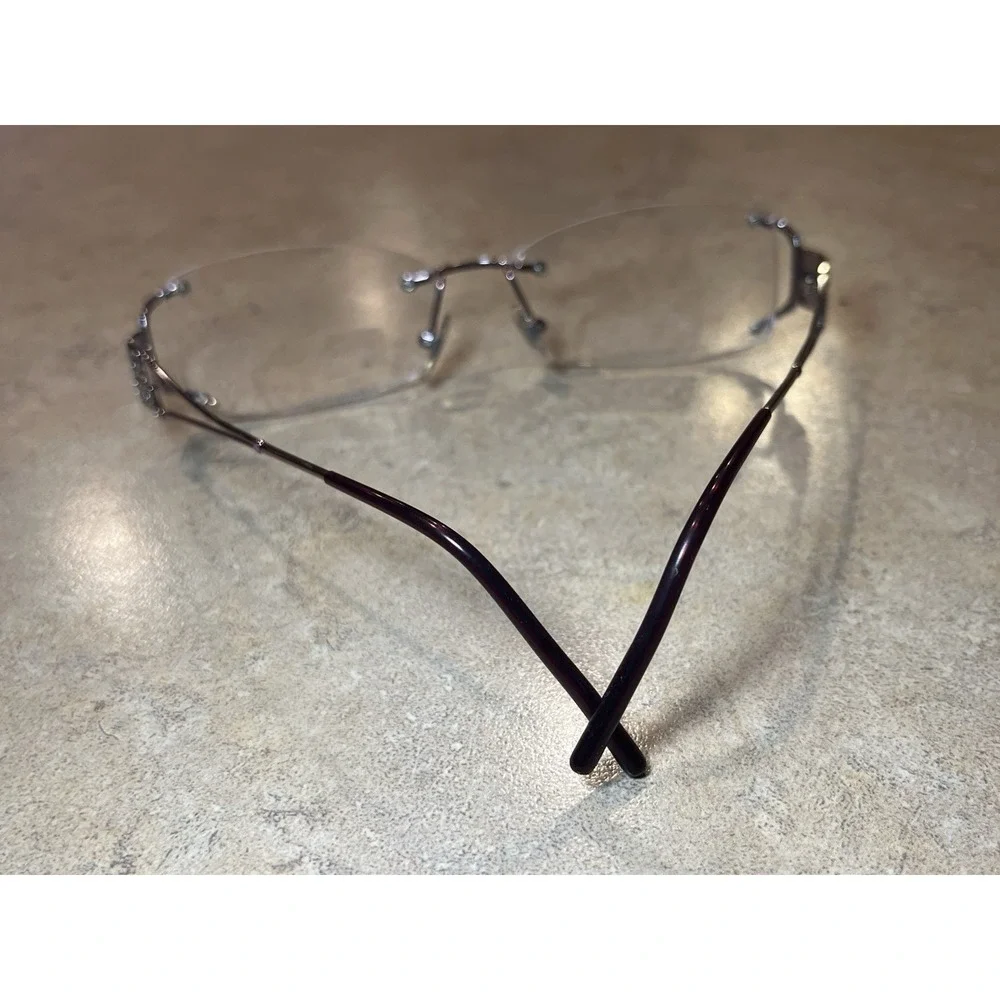 Versace 1080-b 1056 Rectangular Oval Rimless Eyeglasses Crystal Pink 52-16-130